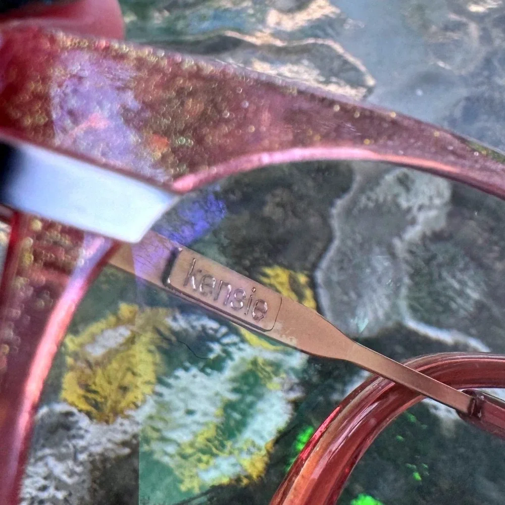 Kensie Pink Glitter Cat Eye Eyeglass Sunglass Frames Rose Gold Preppy Sparkle‎